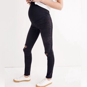 NWT Madewell Over The Belly Skinny Jeans Distressed Gray Size 27